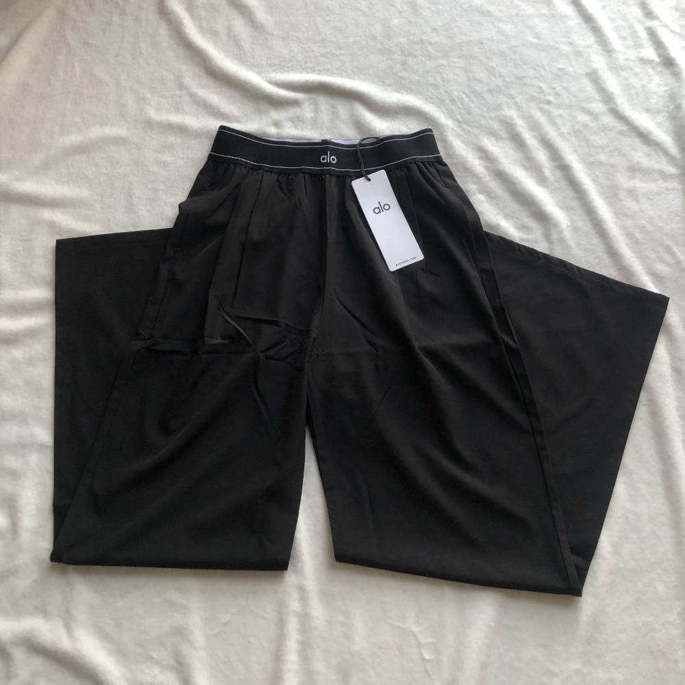 ALO Yoga Black Wide-Leg Trousers